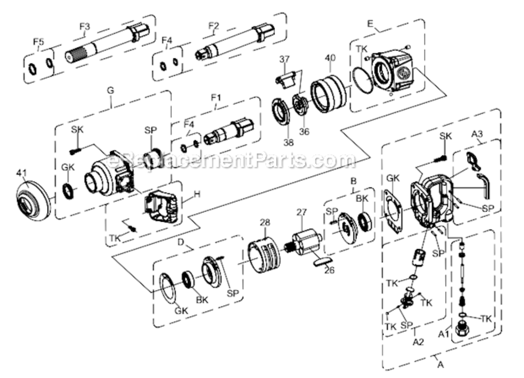 Page A Diagram and Parts List for CP7782  Chicago Pneumatic Wrench